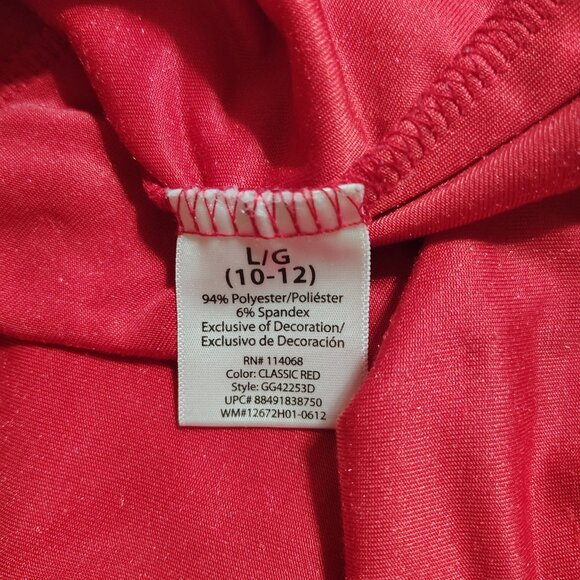 George brand Short sleeve red velour dress with sequined belt (size L 10-12) - Picture 3 of 7